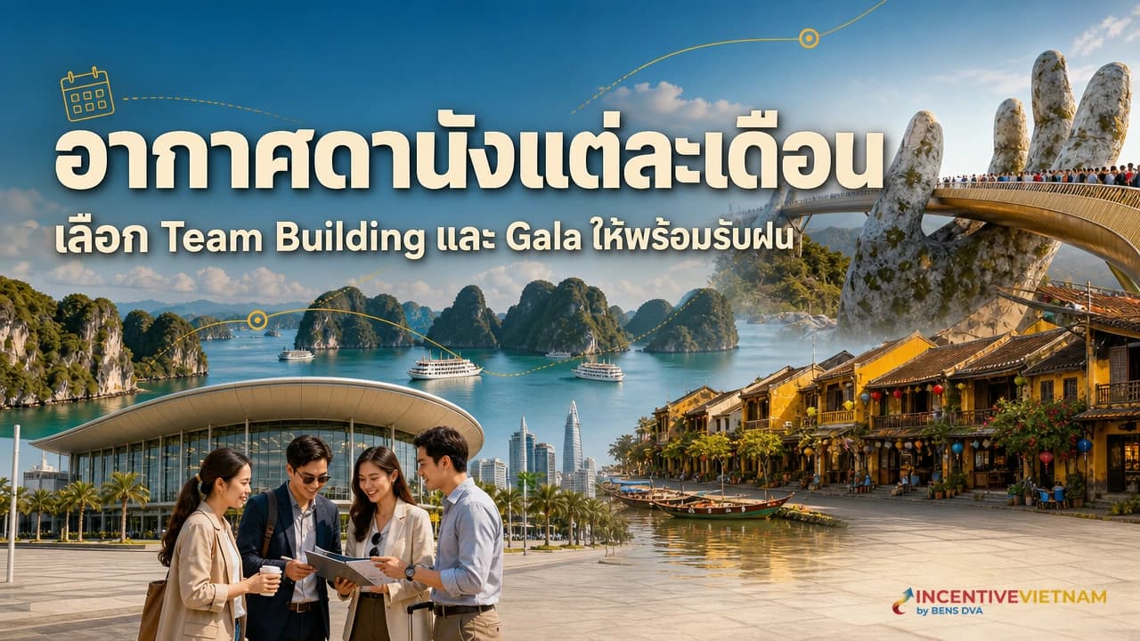 ภาพปกทีมบริษัทวางแผน Team Building ชายหาดและ Gala Dinner ตามอากาศดานัง