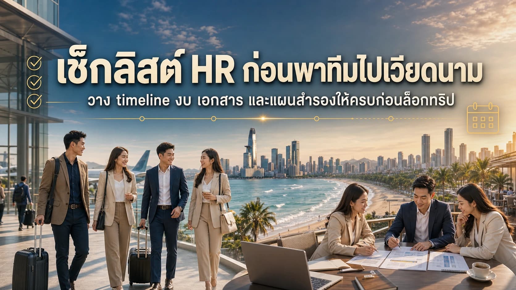 โปสเตอร์เช็กลิสต์ HR ก่อนพาทีมไปเวียดนามสำหรับองค์กร